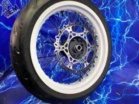 Front Supermoto Wheel Excel White 17 Rim Black Billet Hub