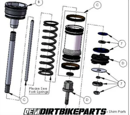 KYB Inner Cartridge Free Piston Fork Clicker ADJ Cap Compression OEM Assembly