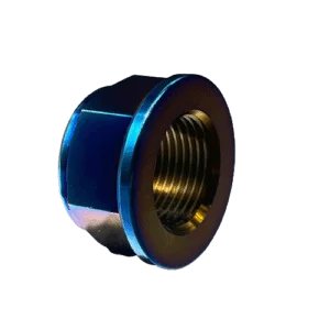 Titanium nut for the Swingarm Pivot Bolt - PVD purple blue gold